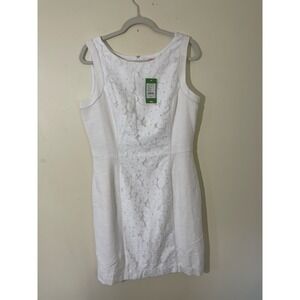 Lillly Pulitzer Idola Dress Resort White Pique Lace Front Sz‎ 12 NWT Cocktail